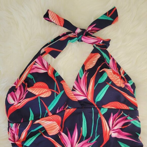 Tommy Bahama Birds Of Paradise Halter Cup Swim Tankini Top Multicolored Size M - Picture 4 of 11
